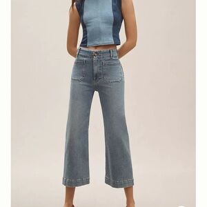 Anthropologie - Collette Crop High Rise Wide Leg Jeans by Maeve - Kora Wash - 27
